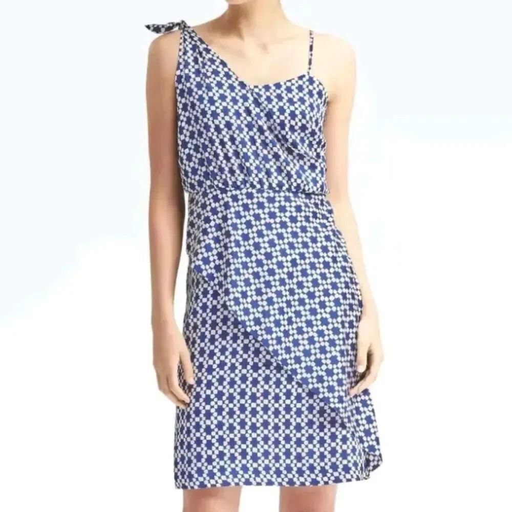 BRAND NEW BANANA REPUBLIC TIE-SHOULDER GEOMETRIC DRAPE DRESS